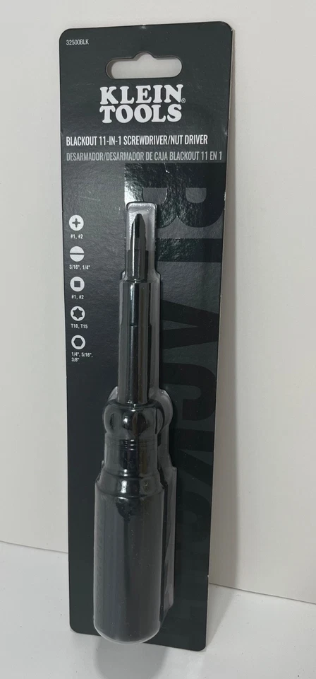 Klein Tools Blackout 11 合 1 螺丝刀起子限量版 - 32500BLK - 全新 — 第 1/4 张图片