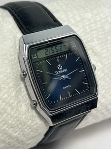 Vintage Armitron Men's Analog Digital Watch -Silver Tone-Black Dial-Leather Band - Picture 1 of 19