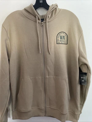 New Mens RVCA Long Sleeve Hoodie Zip Up Sweatshirt Jacket Logo Street Art Size M - Image 1 of 4