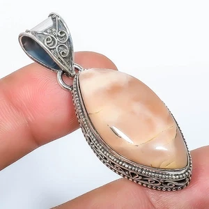 Natürlicher babyrosa Opal - Peru versilberter Schmuck Kunst Anhänger 1,95" - Bild 1 von 3