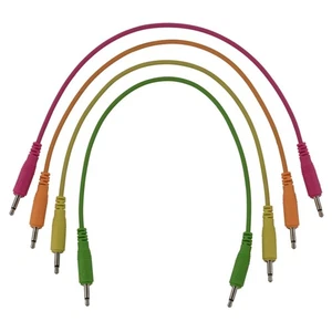 Pig Hog Pig Patch 3.5mm Mono Synthesizer Patch Cables, 4-Pack of 10" Neon Cables - Picture 1 of 2