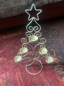 Weihnachtsbaum in Metall für Teelichter; Shabby Look; Vintage - Bild 1 von 1