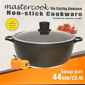 Mastercook Schwarz Aluminiumdruckguss Antihaft Induktionsbar Suppentopf 23L bis 2L - Bild 1 von 8