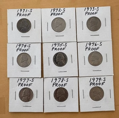 Lot of 9 Proof Jefferson Nickels 1971-S through 1979-S - Image 1 of 2