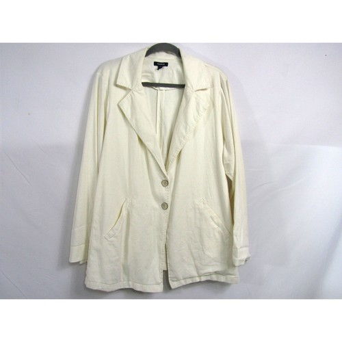 OFF WHITE Giacca lino Torrid Off White tg 2 tasche doppio bottone raccolto graffetta neutra