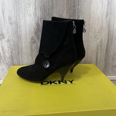 DKNY Mara Heeled Ankle Boot Bootie Womens 6.5 Calf Suede Black - Image 1 of 4