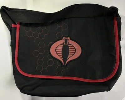 G.I. Joe Messenger Bag Black Red Cobra Laptop Shoulder Bioworld hook loop Unused - Image 1 of 3