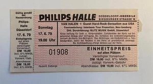 VAN HALEN "World Vacation" Tour TICKET 17.06.1979 Philippshalle Düsseldorf Germany - Bild 1 von 3