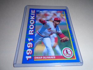 1991 Score ROOKIE # 5 OMAR OLIVARES  ST-LOUIS CARDINALS 