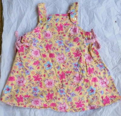 Vestido BABY LULU Amarillo Rosa Floral Mezcla Algodón 18 Meses 18M Foto 1 de 4