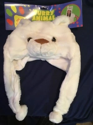 Sombrero de oso polar con orejeras lindo mullido cálido suave felpa talla única Foto 1 de 3