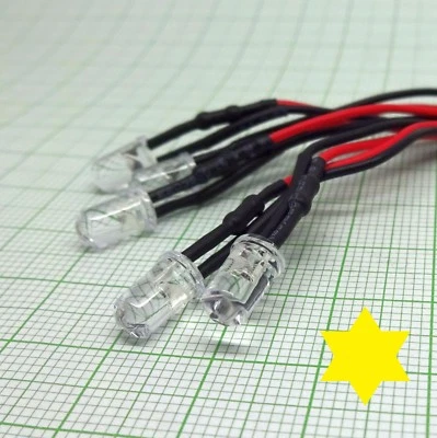 5 X Gelb blink LED mit Kabel.(12V, schnell, 5mm,fertig) VERSAND FREI! E863 - Bild 1 von 4