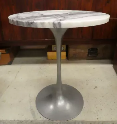 Vintage Arkana Knoll Saarinen Style Tulip Side Table Aluminium Stem Marble Top • 774.76$