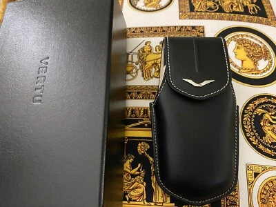 Vertu Ascent Ti Vertical Estuche de Cuero de Becerro Blanco y Negro NUEVO Foto 1 de 3