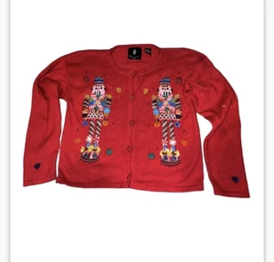Michael Simon Nutcracker Beaded Christmas Cardigan Sweater Fits Women’s XS/S - Picture 1 of 5