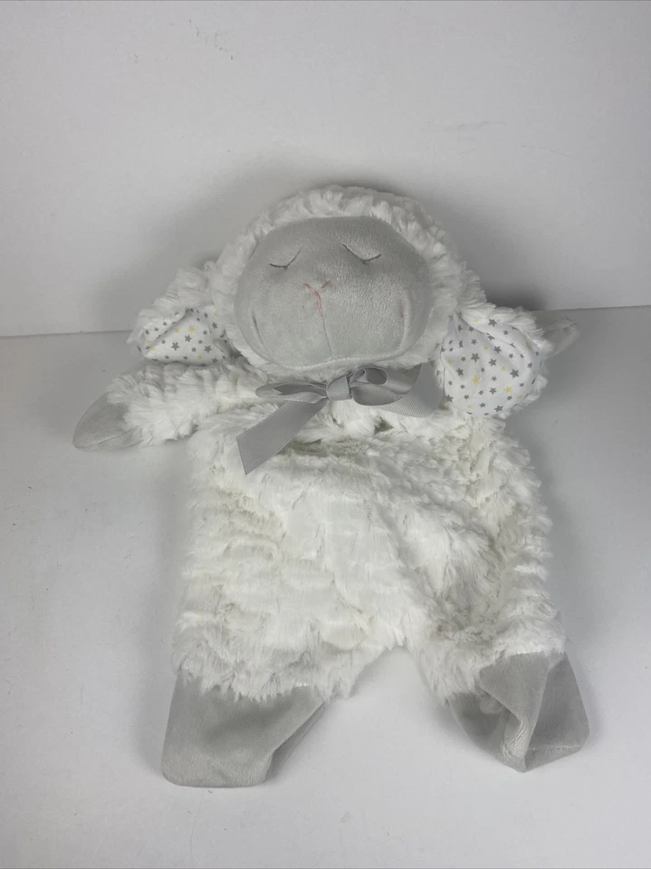 Ganz Baby Flat A Pat Blanco y Gris Cordero Felpa Oveja Lovey Manta de Seguridad Estrellas Foto 1 de 4