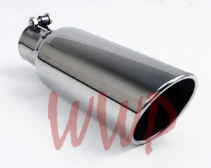 "Punta de escape de rollo de corte ángulo pulido de acero inoxidable 10 piezas 4"" entrada 5"" salida 12" - Imagen 1 de 2