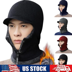 Men Winter Fleece Thermal Balaclava Face Ski Mask Hood Cover Warmer Cold Weather - Picture 1 of 43