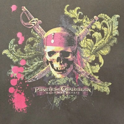 Camiseta Vintage Disney Juvenil XL Piratas del Caribe Hombre Muerto Pecho Top Foto 1 de 4