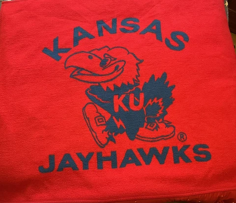 Vintage University of Kansas KU Jayhawks Biederlack Football Stadium Blanket Cover