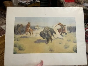 Frederic Remington 1906 Original Print by Collier "The Buffalo Runners" Western - Picture 1 of 6