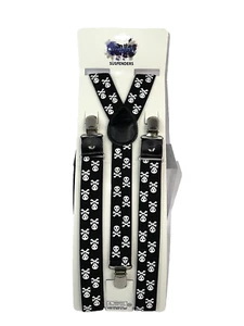 White Skull Halloween Costume Black Suspenders Child OS Adjustable Brand New - Picture 1 of 6