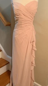 Morilee NEW size 24 strapless blush long chiffon dress style 21510 plus size - Picture 1 of 5