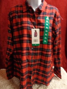 NEW WOMEN'S ORIGINAL WEATHERPROOF VINTAGE BUTTON DOWN BLOUSE/SHIRT RED CHECKERED - Picture 1 of 7