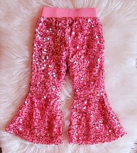 Pink Sequin Bell Bottoms - Picture 1 of 3