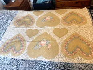 Joan Kessler Concord Fabric Panel 3 large Hearts & 2 Small Hearts Front &Back - Picture 1 of 5
