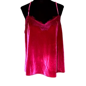 Camisole Top Damen XL dunkelrot Samt Boho Fee Grunge Whimsigoth Y2K Fransen - Bild 1 von 6