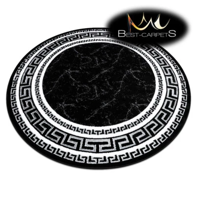 Amazing Modern Elegant Rug "GLOSS" circle, frame, greek BLACK Best Quality - Image 1 of 4