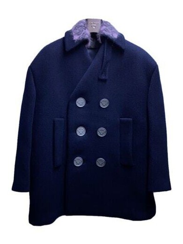 PRADA 21AW Pavone doppiopetto oversize S lana blu navy SGB888 S212