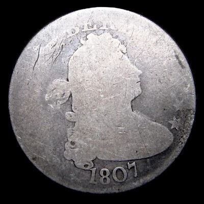 Busto drapeado 1807 cuarto de plata ---- Bonita moneda ---- #999K Foto 1 de 2