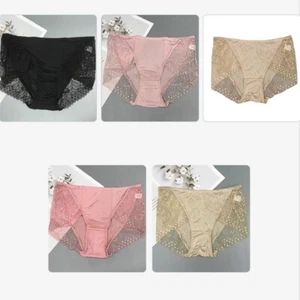 5 Pairs Silk Womens Briefs Knickers Underpants Openwork Jacquard Lace Knickers - Picture 1 of 17