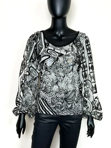 SAVE THE QUEEN Balloon Sleeve Lightweight Semi-sheer Top Shirt Blouse - Picture 1 of 16