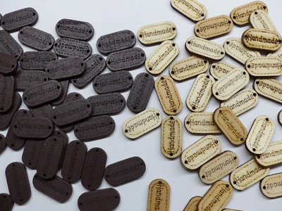 BEAUTIFUL LIFE 24 Label Anhänger Etikett Holz wood Handmade "HANDMADE" Deko Nähen Hobby DIY