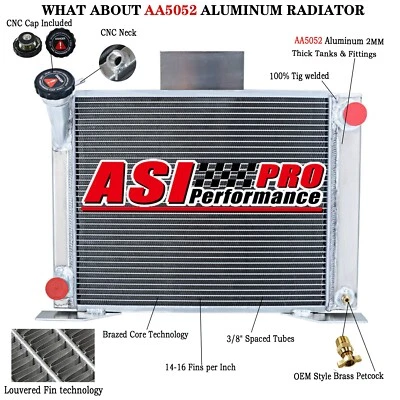 4 Row Aluminum Radiator fit 1982-1994,1991 1992 Ford Ranger V8 Engine Conversion - Image 1 of 4