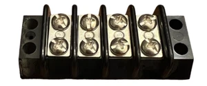 Terminal Block Connector Strip Marathon Double Row Black 4 Positions Screw NEW - Picture 1 of 13