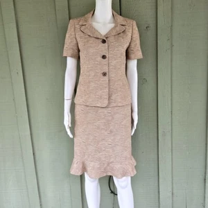 LE SUIT Beige Texturizado Carrera Falda Traje 4P Petite 4 - Imagen 1 de 6