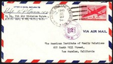 9th AIR DIVISION APO 140 BELGIUM 1945 WWII APO Cover (M6751)