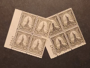 RIV: MNH 696v Color Variety Plate Block lot FRESH 1931 UR Statue of Liberty - Picture 1 of 6