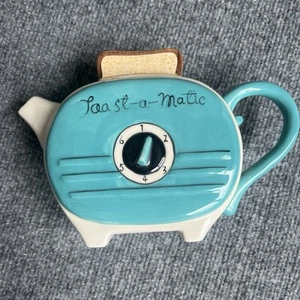 "Tetera tostadora Blue Sky Clayworks - cerámica vintage turquesa - 5,5 x 8,5""" - Imagen 1 de 7