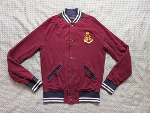 Polo Ralph Lauren Jacket Mens Small Maroon Crest Logo Varsity Bomber Preppy - Picture 1 of 12
