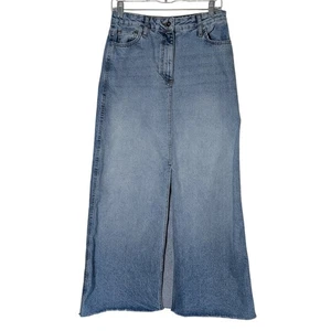 COLLUSION A-Line Maxi Denim Skirt Split Front Vintage Blue Wash Women's US 6 - Picture 1 of 13
