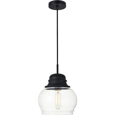 Living District LD2252BK Kenna 1 Light 8 inch Black Pendant Ceiling Light - Image 1 of 4