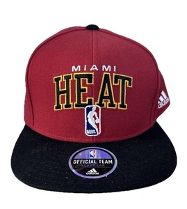 Adidas NBA Hat Miami Heat Snapback Baseball Cap Red Black Wool Blend Embroidered - Picture 1 of 9