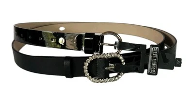 NWT Steve Madden Two Pack Belts Black/Silver/Rhinestone - XL MSRP: $42 - Image 1 of 4