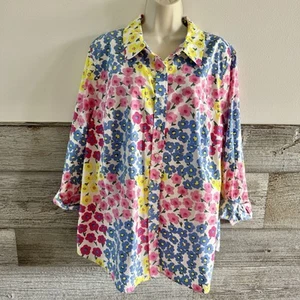 Talbots buntes geblümtes Button-Down Hemd Gr. 2X (R1) - Bild 1 von 8
