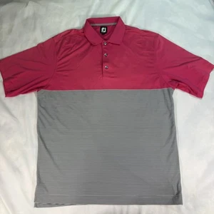FootJoy Herren Poloshirt XL rosa weiß schwarz gestreift Kurzarm Golf bestickt - Bild 1 von 8